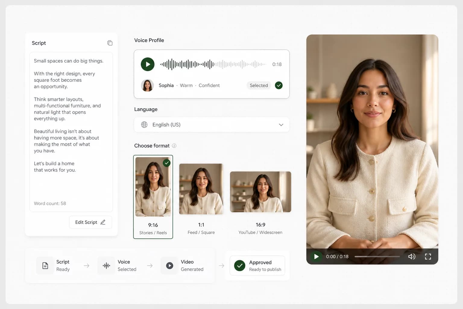 Reusable KINOAI AI actor and video presenter